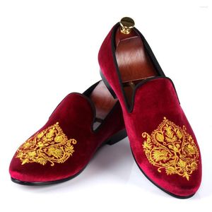 Chaussures Habillées Harpelunde Style Britannique Hommes Pantoufles Velours Bordeaux Mocassins Confortables Taille 7-13