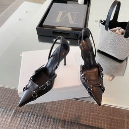 Kledingschoenen hakken sandalen ondiepe mond comfortschoenen voor vrouwen groot formaat zwarte vetermeisjes duidelijke puntige stiletto hoge chaussure femme 230419