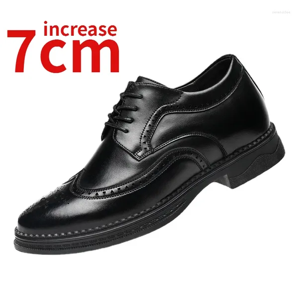 Chaussures habillées Hauteur augmentant pour les hommes plus hauts ascenseurs 5-7 cm invisibles invisibles semelle augmente de mariage Derby oxfords mâle