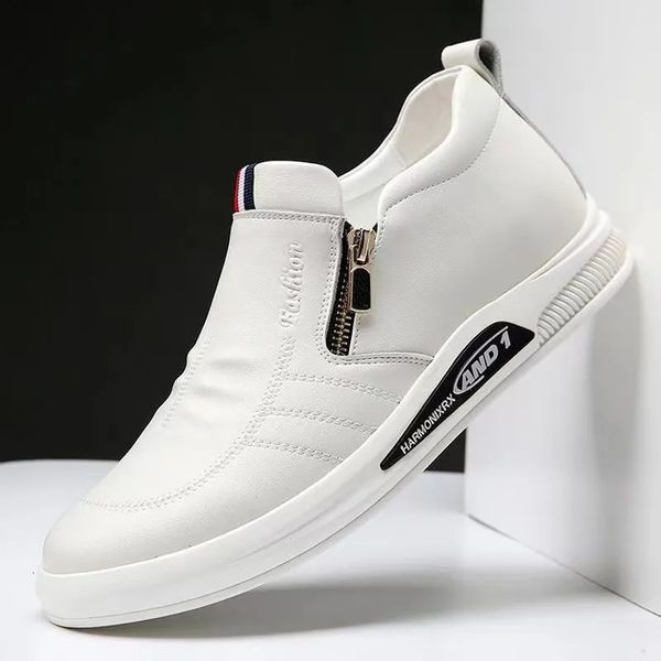 Chaussures habillées hauteur augmentant hommes chaussures en cuir décontractées tendance marque mocassins automne fermeture éclair fond plat hommes sport affaires confort Tenis Masculino 231215