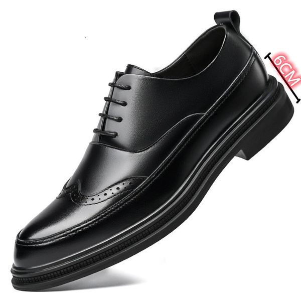 Zapatos de vestir con aumento de altura para hombre, zapatos de boda con tacón Brogue, zapatos con elevador de negocios para hombre, zapato de elevación Oxford 231122