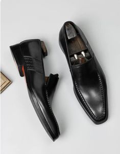 Chaussures habillées de haute qualité chaussures pour hommes en cuir véritable pied tête carrée affaires loisirs robe respirante 230703