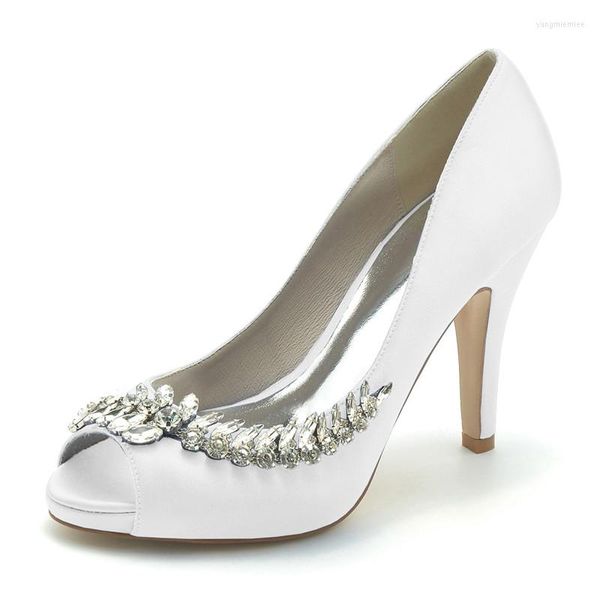 Chaussures habillées plate-forme à talon High Talon Mariage pour la mariée Peep Toe Slip on Women Talons Prom Evenol Form Femme Talond Sandales