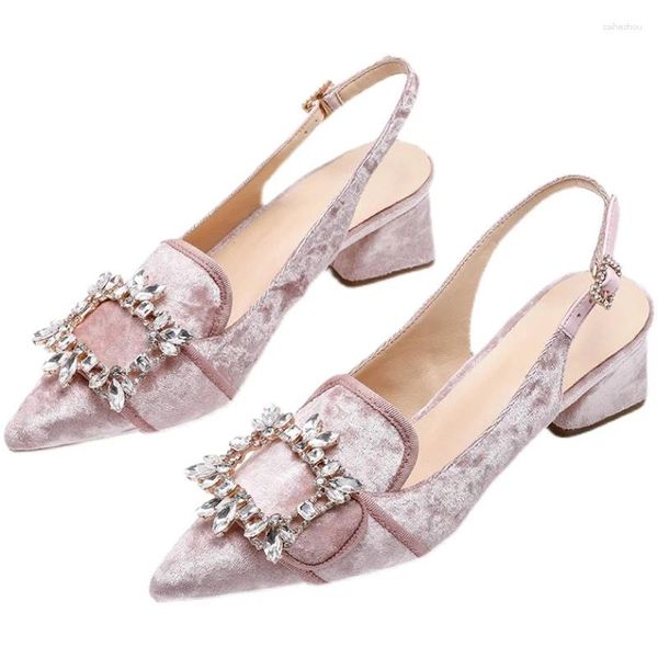 Chaussures habillées talons hauts satin pointues Femmes en velours rose