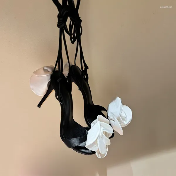 Chaussures habillées talons hauts en soie sandale sandale de style français de la Rose de rose de la rose de rose talon