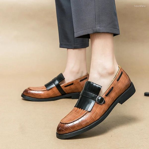 Zapatos de vestir de alta calidad de cuero genuino hombres conjunto pie casual resbalón en mocasines hechos a mano mocasines planos