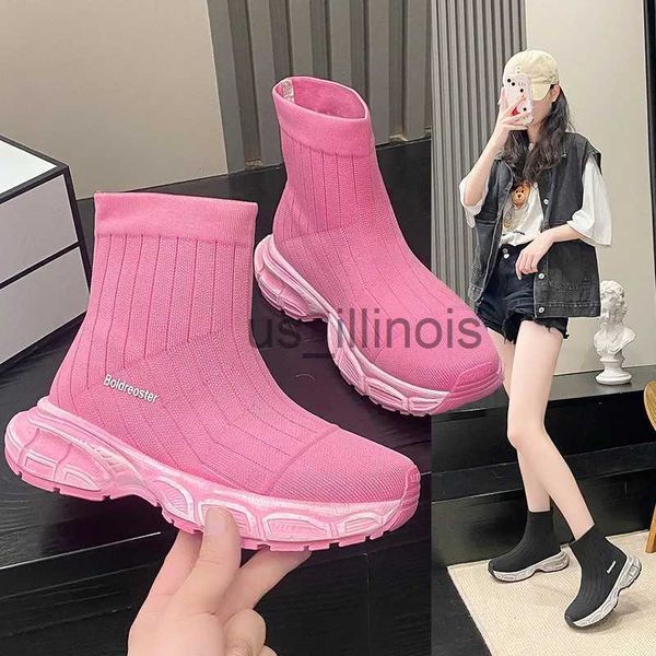 Zapatos de vestir Zapatillas altas Zapatillas de deporte Calcetines para mujer Zapatos de verano Chicas de punto Zapatillas de deporte gruesas Diseño de marca Entrenadores de lujo Tela elástica Botas de tobillo J231121