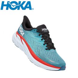 Sapatos sociais HOKA Clifton8 tênis masculino tênis de corrida ao ar livre tênis respirável malha de ar academia tricô elástico Vamp tênis tênis 230711