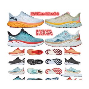 Chaussures de robe Hoka One Running Designer Carbon X2 Clifton 8 Shock Absorbing Road Bondi Hommes Femmes Fresh Foam Tralight Midsole Platfor Dhuho