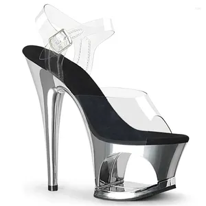 Chaussures habillées plate-forme creux Peep Toe Sandales Stiletto Super High Talons PVC Clear Sexy Lady Nightclub Chick Chick Stage Casual