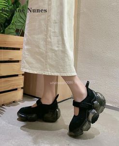 Chaussures habillées crochet et boucle femmes sandales rond orteil épaisse semelle de plate-forme hauteur augmentant les couleurs mixtes peu profondes