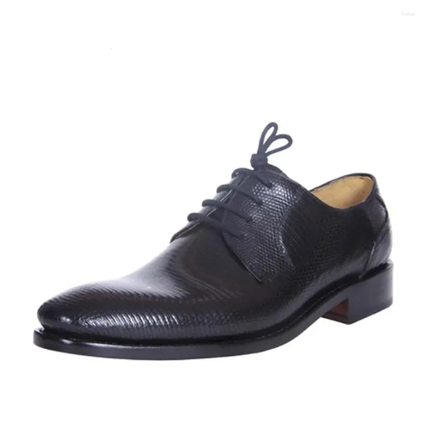 Chaussures habillées Hulangzhishi Lizard Skin Manuel Menuelle Business Forme Black Malou Meld Wedding Groom