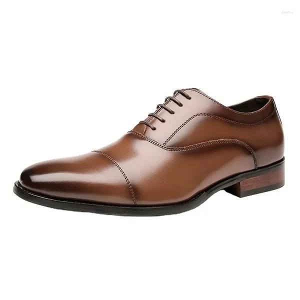 Chaussures habillées en cuir véritable pour hommes bout pointu formel Oxford pour mariage d'affaires avec talon en bois hommes mocassins