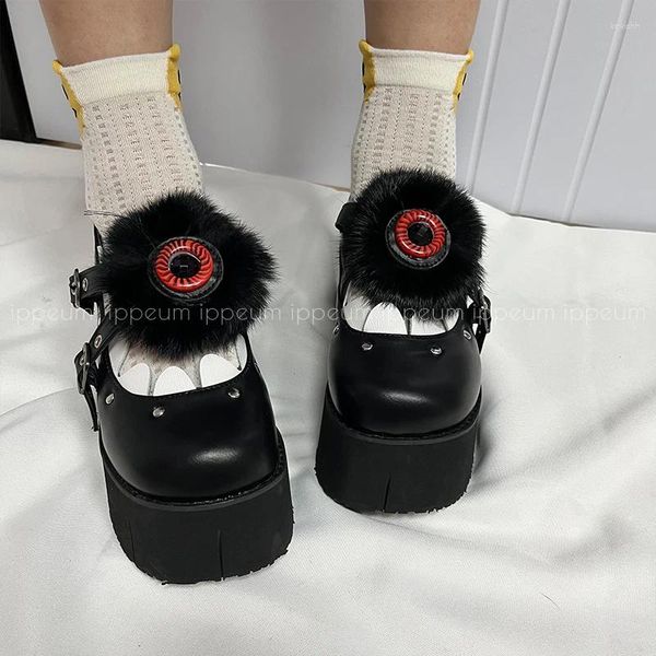 Zapatos de vestir Ippeum Gothic Platform Lolita Mary Jane Black Doll Pombs Hebilla para mujeres