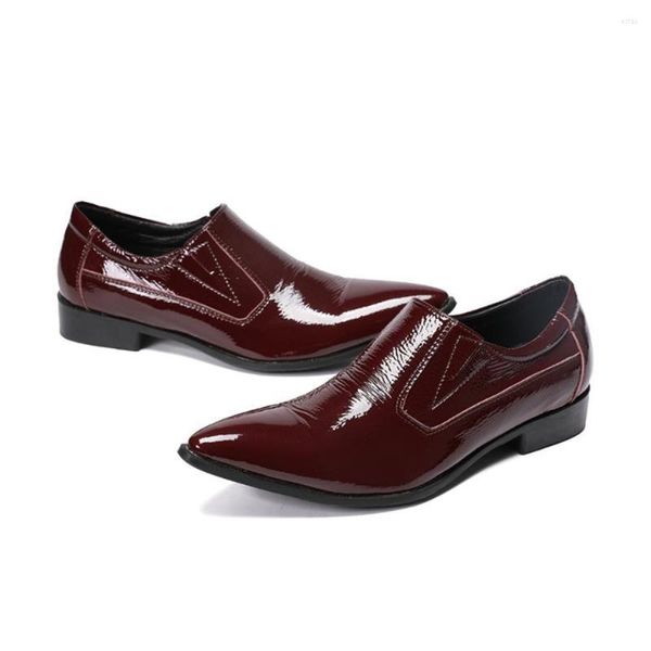 Chaussures habillées design italien en cuir authentique pour hommes rouges de fête de mariage brogue pointues de chaussures