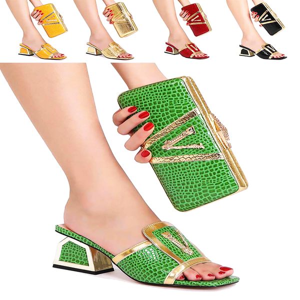 Zapatos de vestir bolsos italiano tacones altos de verano Boda de primavera de verano últimas zapatillas para damas zapatos y bolsas africana tendencia africana 230811