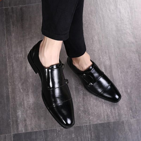 Zapatos de vestir Cuero italiano Hombres formales Clásico Oxford para mocasines Doble correa de monje Calzado