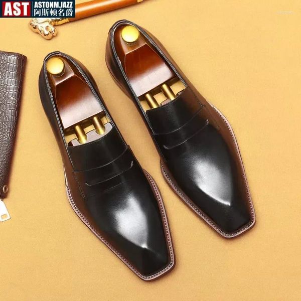 Chaussures habillées Landes pour hommes de luxe italien en cuir en cuir entièrement grain 2024 Designer de style noir.