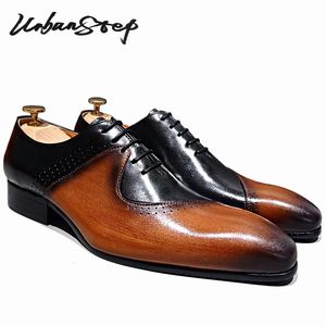 Kledingschoenen Italiaanse mannen Oxford schoenen gemengde kleuren brogue casual jurk man schoenen veter trouwkantoor zakelijk leer schoenen mannen 230823