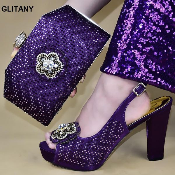 Zapatos de vestir Conjunto de zapatos y bolso italianos para fiesta en mujeres Cómodas bolsas de sandalias con plataforma para combinar con