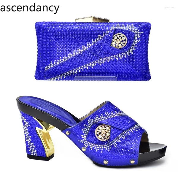 Zapatos de vestir zapato y bolso italiano para fiesta en mujeres con bolsas a juego 2024 bombas nigerianas tacones sexy resbalando