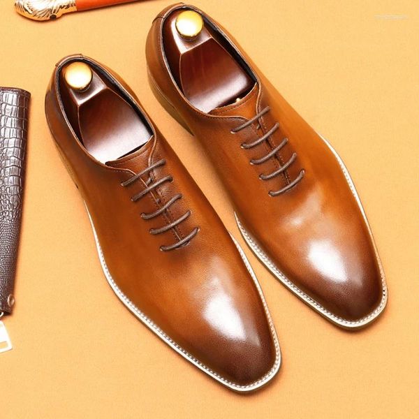 Zapatos de vestir estilo italiano para hombre Oxford cuero genuino hecho a mano de alta calidad con cordones boda formal negocio para hombres