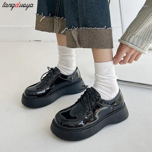 Chaussures habillées uniforme scolaire japonais jk étudiant filles femmes kawaii lace up lolita noire plate-forme non glissade oxford chaussure