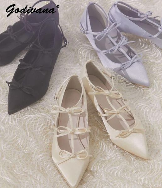 Zapatos de vestir estilo japonés lolita bowknot tacones altos para fiesta francés elegante arco t