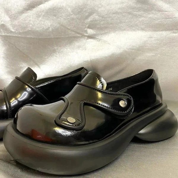 Zapatos de vestir estilo japonés retro plataforma mocasines charol británico mary jane negro punta redonda preppy mujeres zapatos de mujer