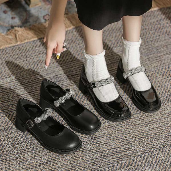 Zapatos de vestir JK Charol de cuero tacones altos transpirables Zapatos de cuero pequeños con cuentas que viajan antideslizantes piernas individuales delgadas y largas para mujer