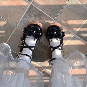 Kledingschoenen jk uniform lolita Japanse student dik bodem grote hoofd mooie vlakke zuster pu leer loli boog dames kawaii schattig