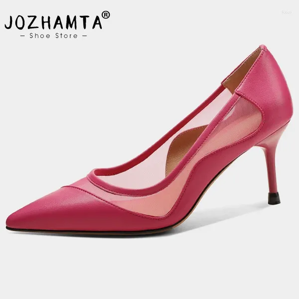 Chaussures habillées Jozhamta taille 34-39 femmes pompes en cuir en cuir réel sexy solide talons hauts hauts printemps élégants talon