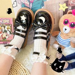 Zapatos de vestir kawaii arco lolita cabeza redonda transpirable loli japonesa jk chicas dulces chicas omitinas luna gótica hebilla anime