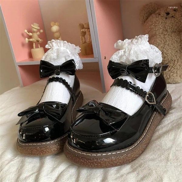 Zapatos de vestir kawaii japones puro de cuero cabeza redonda de anime cosplay harajuku lindo estudiante uniforme suave jk lolita