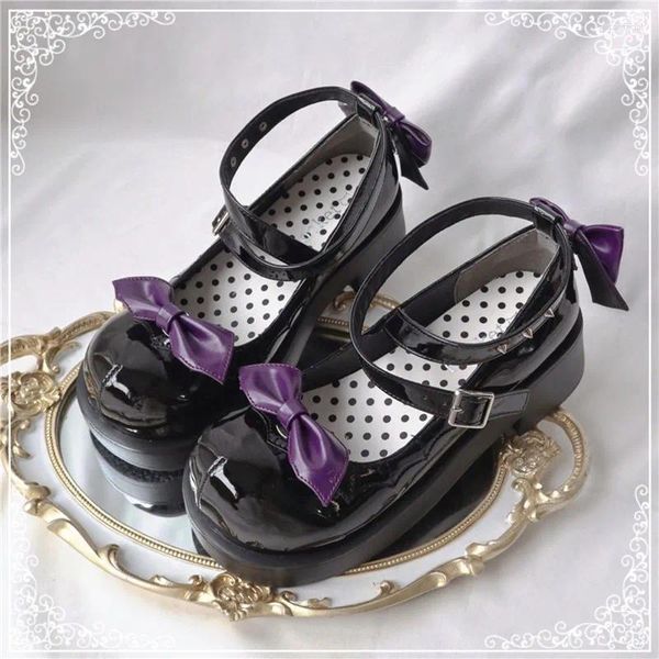 Zapatos de vestir Kawaii Jk Uniforme Lolita Japonés Estudiante Negro Mujer Zapato Medio Tacón Anime Cosplay Gótico Remache Hebilla Mujer Dulce Niñas