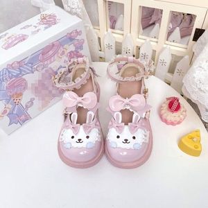 Chaussures habillées Kawaii Lolita Chaussures Cartoon Lapin Patchwork Style Japonais Mignon Mary Janes Femmes Chaussures Rose Doux Jk Casual Zapatillas Mujer 230721
