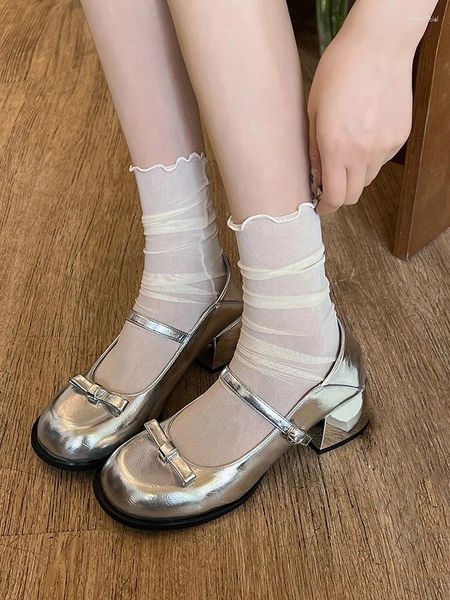 Zapatos de vestir Kawaii Mid Heel 4 cm Lolita Princesa Estudiante Mujer Adulto Mary Jane Dulce Japonés Anime Cos Harajuku Lindas Chicas