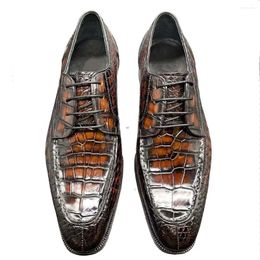 Sapatos de vestido KEXIMA Chue Chegada Homens Masculino Formal Café Cor Esfregar Couro de Crocodilo