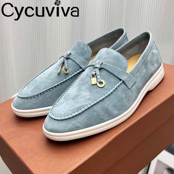 Zapatos de vestir para niños mocasines de metal de gamuza zapatos de hombres plano zapatos deslizamiento en mulas de conducción negra mocasines masculino otoño casual de verano zapatos para hombres 230812