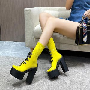 Chaussures habillées Version coréenne de White Chunky 16 cm Super High Heels Plateforme étanche DS DS Hate Sky Nightclub DJ Women Roman Sandales