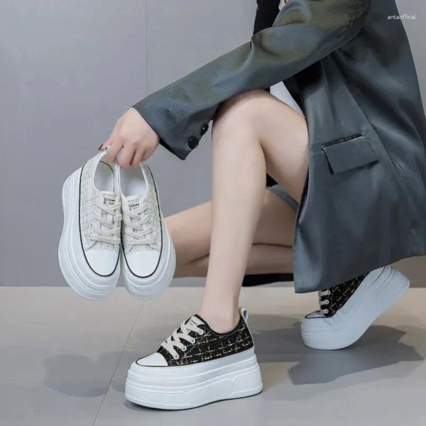Chaussures habillées Krasovki 6cm Plate-forme en cuir synthétique Wedge confortable printemps automne talon caché coréen chunky baskets mode décontractée