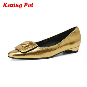 Kledingschoenen Krazing pot gladiator retro mode koe skin square teen vrouwen zomer slip op straat slijtage lage hakken landingsbaan moderne danser