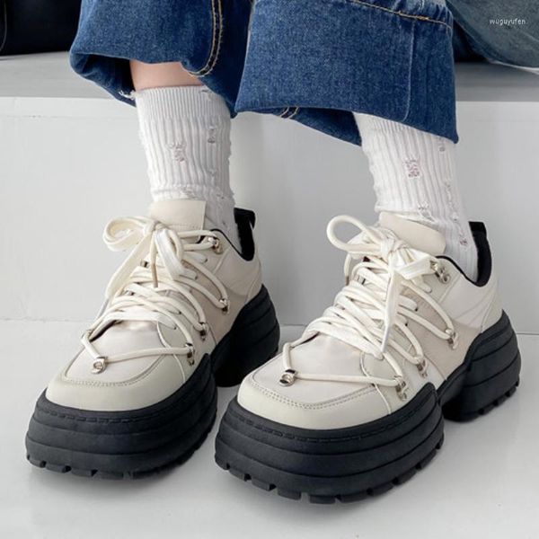Zapatos de vestir Mocasines con cordones para niñas Zapatillas de plataforma Mujeres Sentido del diseño Chunky 2023 Estilo Versátil Ins