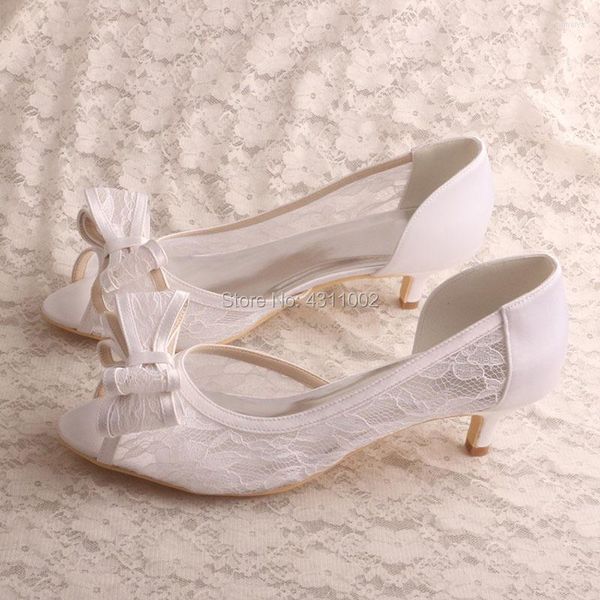 Chaussures Habillées Dentelle Blanche Avec Talon Femme Talons Bas Pour Mariage Robe De Mariée