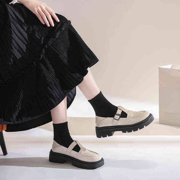 Zapatos de vestir mocasines 2022 Nuevo moda gruesa suela lujo elegante hebilla retro retro