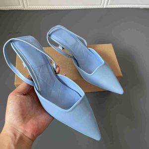 Chaussures habillées Dames nouvelles sandales bleues printemps/été Mode talons pointus 4cm L2201104