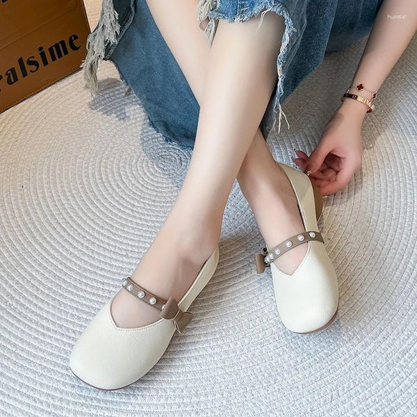 Robe chaussures dames en vente 2024 haute qualité tête ronde femmes appartements mocassins en plein air plat avec noeud papillon solide femme Zapatos