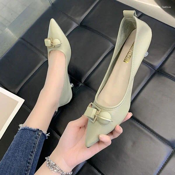 Zapatos de vestir Damas Calzado de verano con tacón para mujeres 2023 Oficina verde Tacones medios Mocasines Elegante en oferta E Moda Y2K A