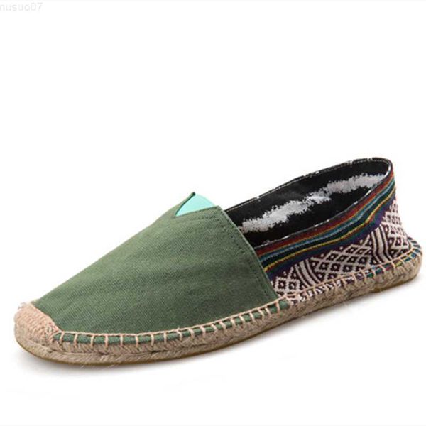 Zapatos de vestir Dama y hombre Lona Costura Slip-Ons Verano Diario Punta redonda Cáñamo Transpirable Tejido de paja Mocasines Pisos Ajuste ancho Verde Rosa L230721