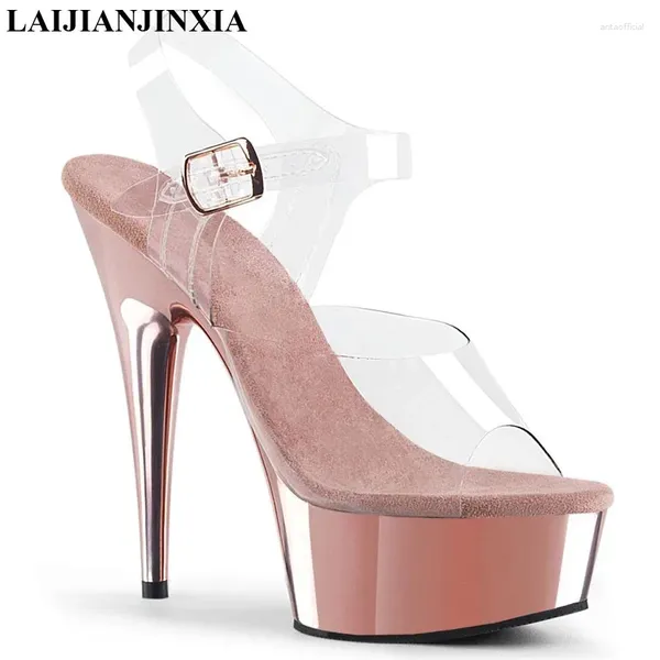 Zapatos de vestir Laijianjinxia Fashion Women 15cm Plataforma de sandalias de tacón alto Toe Open Rome Model Femenino Pole